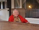 Close up of Ray on the porch